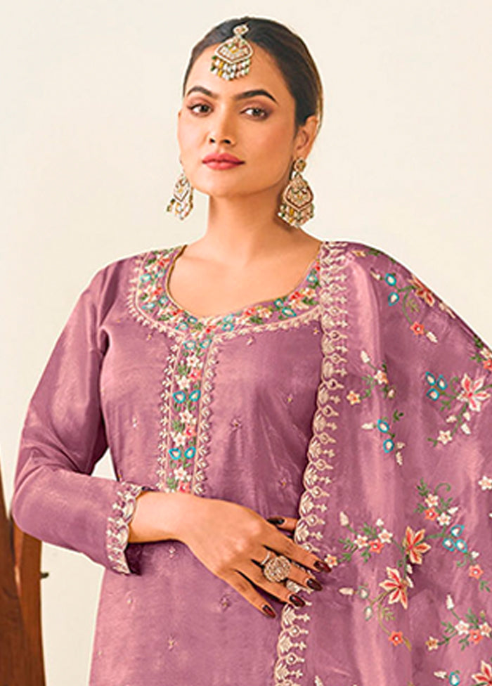 3 Pc Purple Silk Suit Set