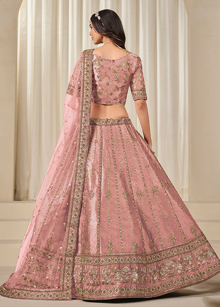 Pink Blended Silk Dupatta Lehenga Set