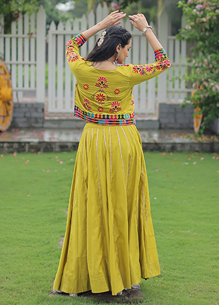 Green Blended Silk Lehenga Set