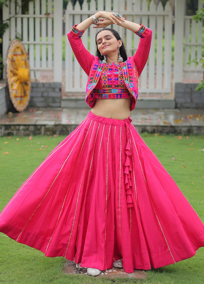 Pink Blended Silk Lehenga Set