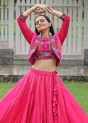 Pink Blended Silk Lehenga Set