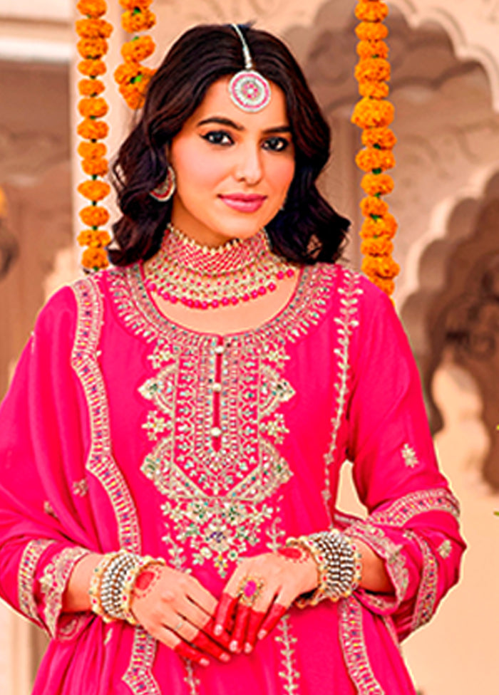 3 Pc Pink Silk Suit Set