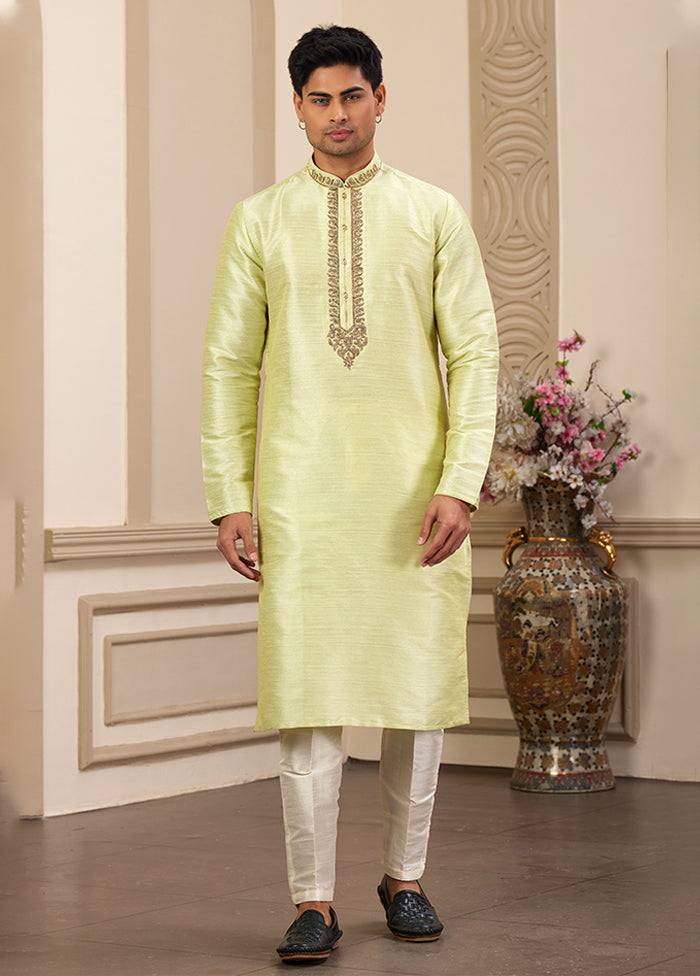 Green Silk Kurta & Pajama Set