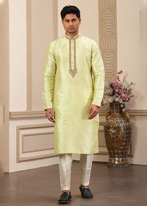 Green Silk Kurta & Pajama Set