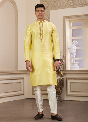 Yellow Silk Kurta & Pajama Set