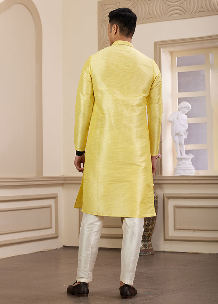 Yellow Silk Kurta & Pajama Set