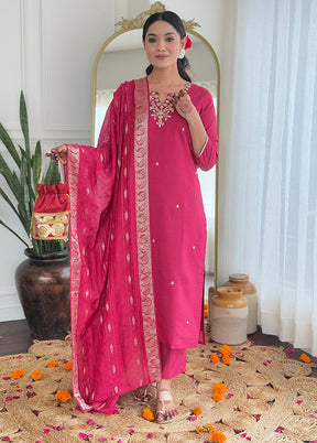 3 Pc Pink Silk Suit Set