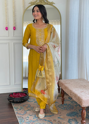 3 Pc Yellow Silk Suit Set