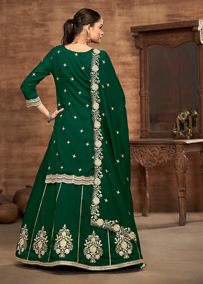 3 Pc Green Silk Suit Set