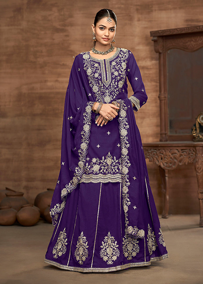 3 Pc Purple Silk Suit Set