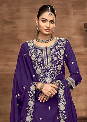 3 Pc Purple Silk Suit Set