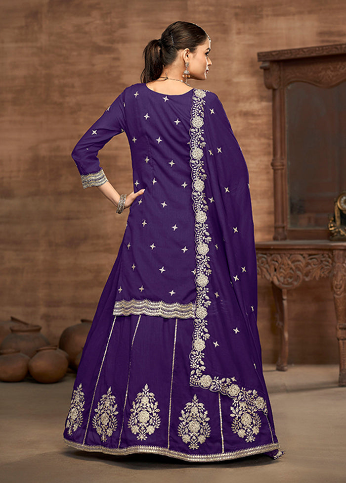 3 Pc Purple Silk Suit Set