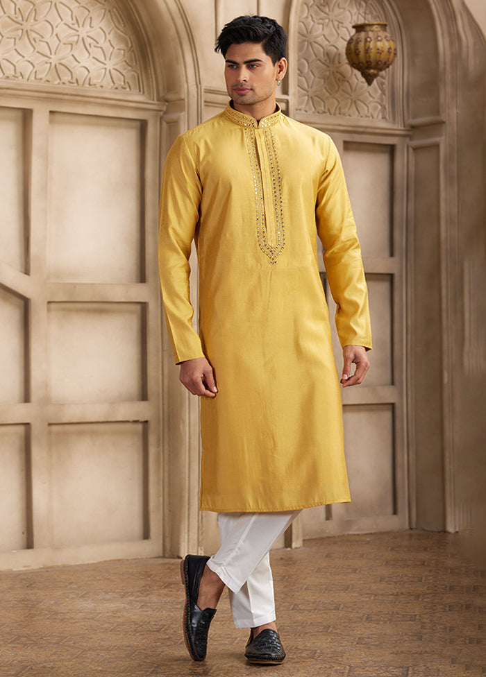 Yellow Silk Kurta & Pajama Set