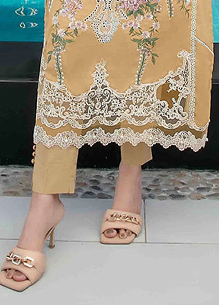 3 Pc Yellow Cotton Suit Set