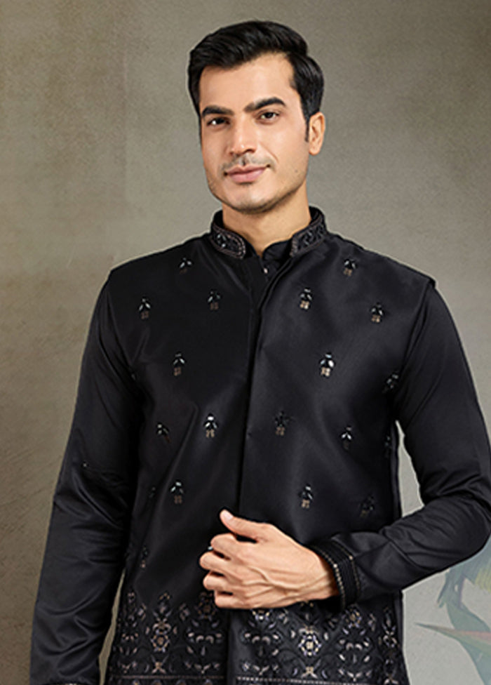 Black Silk Kurta & Pajama Set