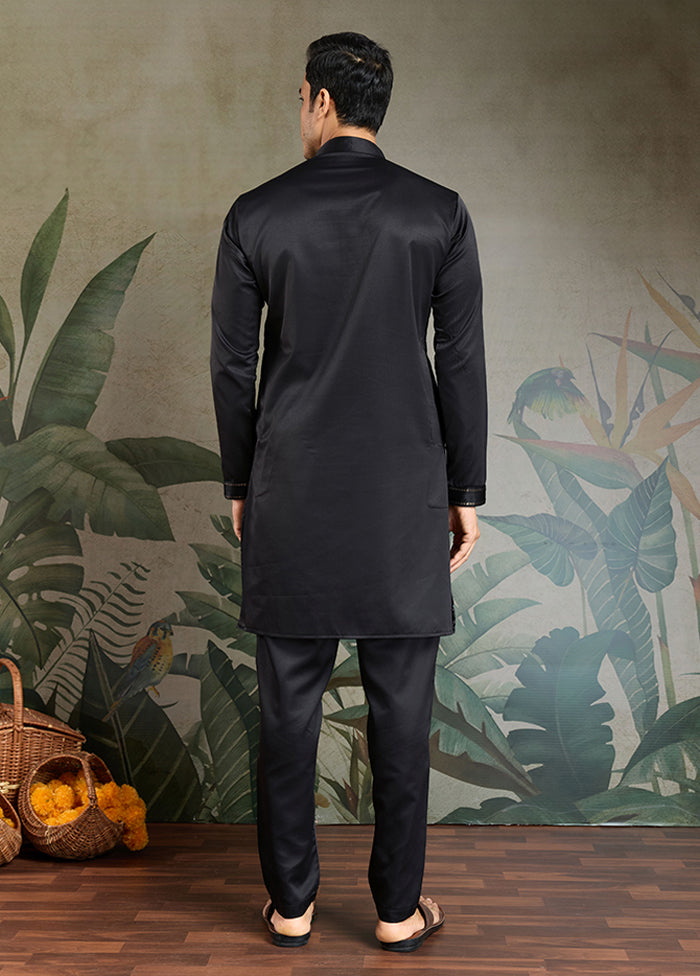 Black Silk Kurta & Pajama Set