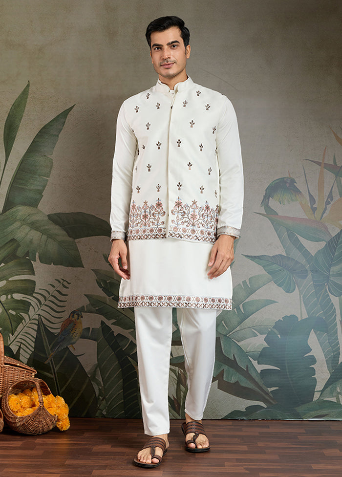 White Silk Kurta & Pajama Set
