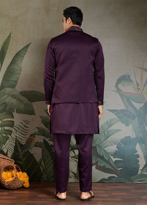 Purple Silk Kurta & Pajama Set