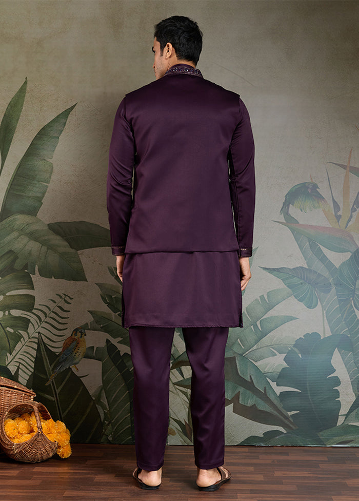 Purple Silk Kurta & Pajama Set