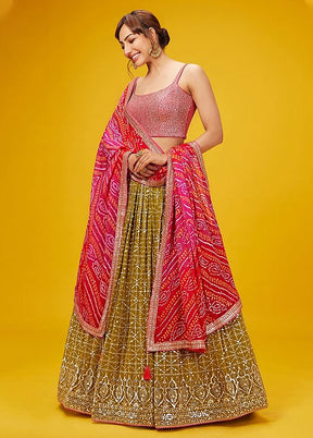Yellow Georgette Dupatta Lehenga Set