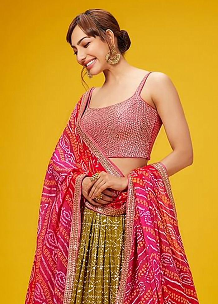 Yellow Georgette Dupatta Lehenga Set