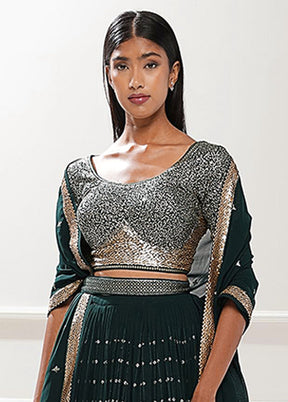 Green Georgette Dupatta Lehenga Set