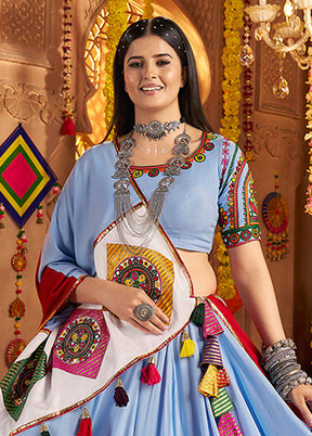 Blue Viscose Dupatta Lehenga Set