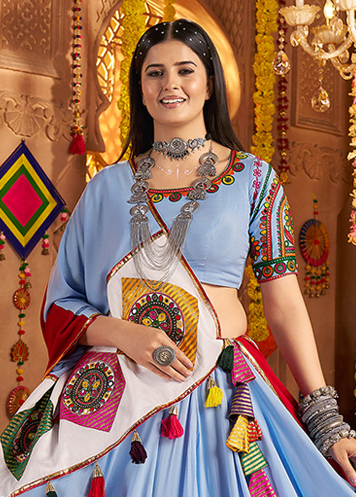 Blue Viscose Dupatta Lehenga Set