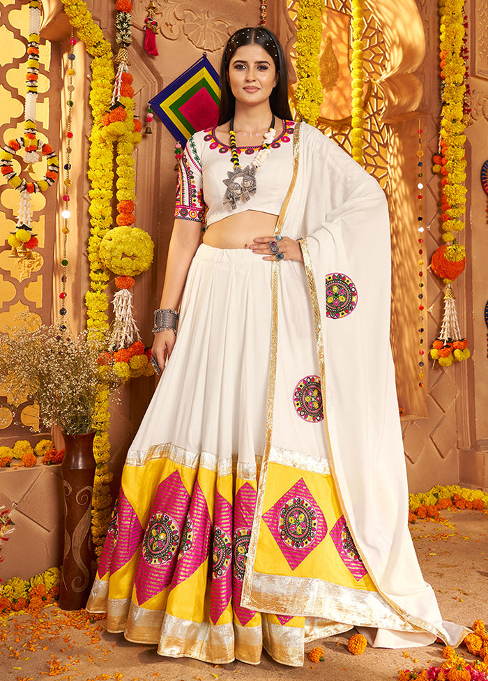 Cream Viscose Dupatta Lehenga Set