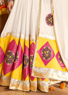Cream Viscose Dupatta Lehenga Set