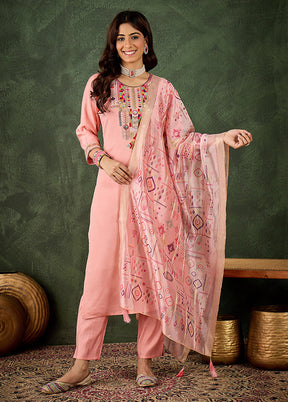 3 Pc Pink Silk Suit Set