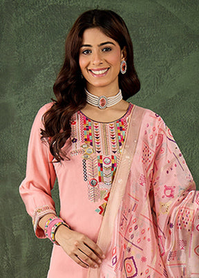 3 Pc Pink Silk Suit Set
