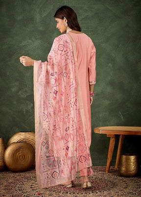 3 Pc Pink Silk Suit Set