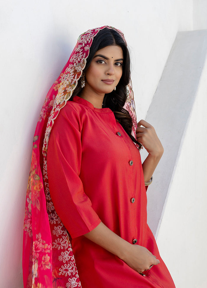 3 Pc Pink Silk Suit Set