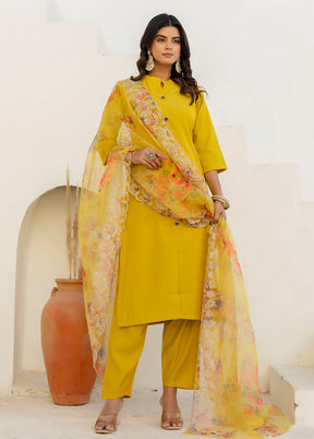 3 Pc Yellow Silk Suit Set