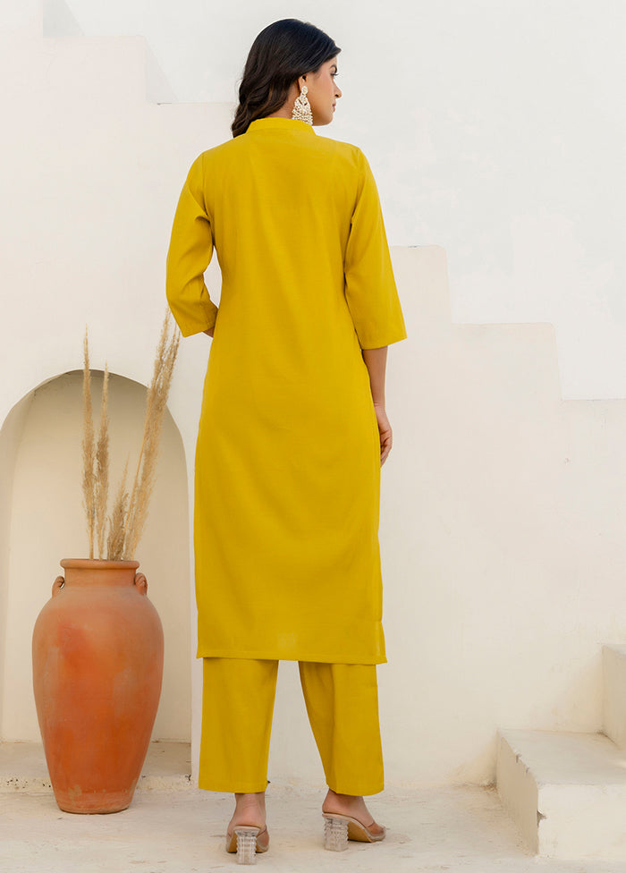 3 Pc Yellow Silk Suit Set
