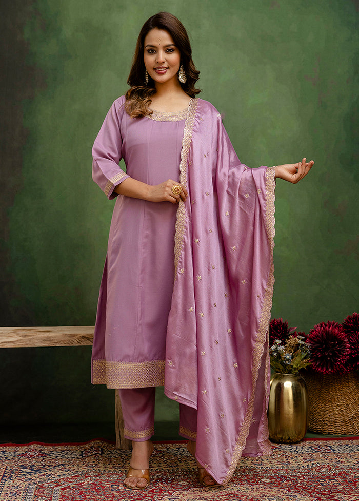 3 Pc Purple Silk Suit Set