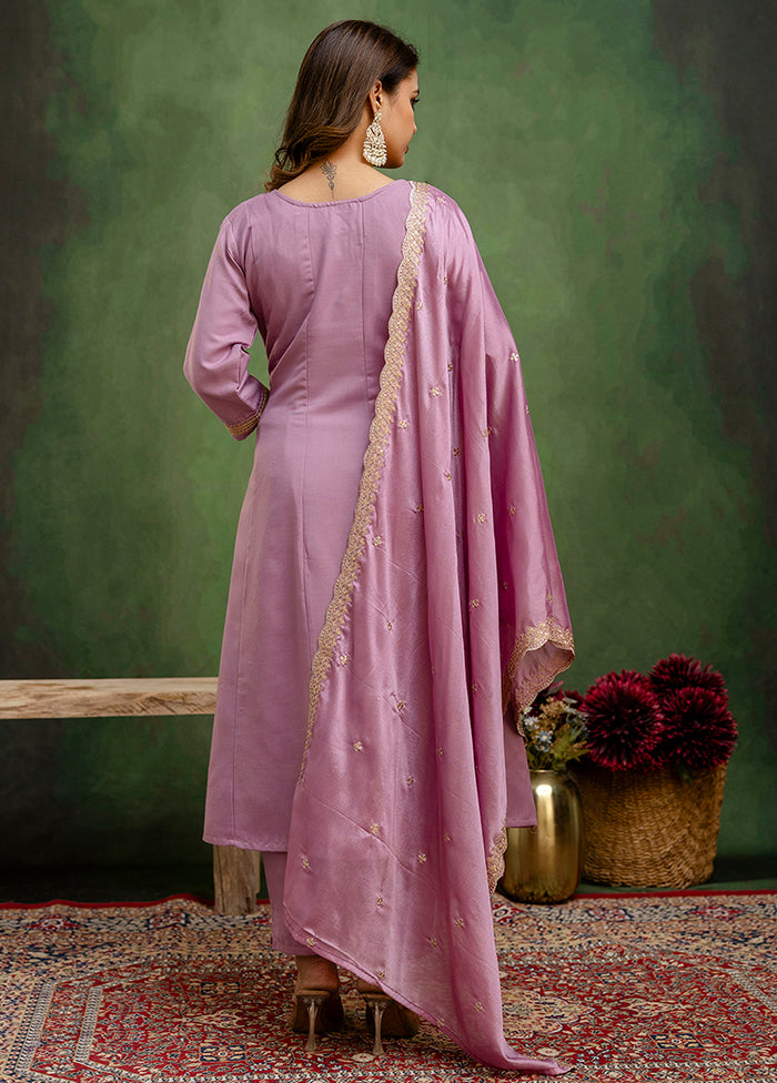 3 Pc Purple Silk Suit Set