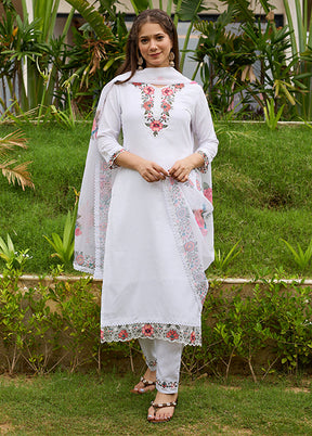 3 Pc White Silk Suit Set