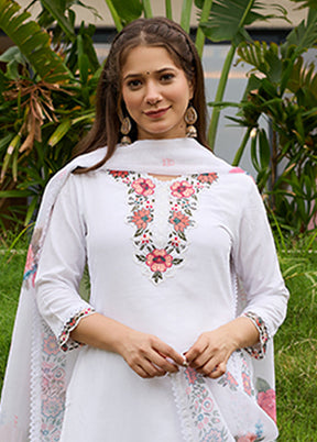 3 Pc White Silk Suit Set