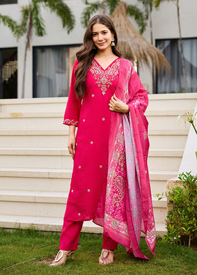 3 Pc Pink Silk Suit Set