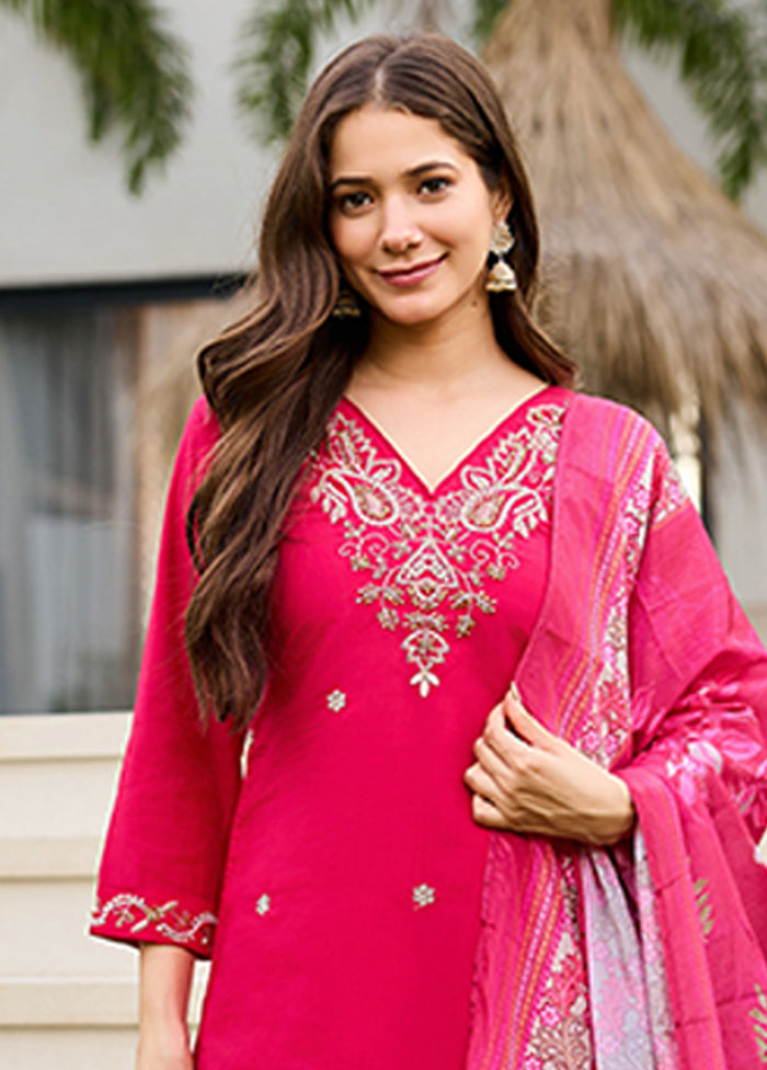 3 Pc Pink Silk Suit Set