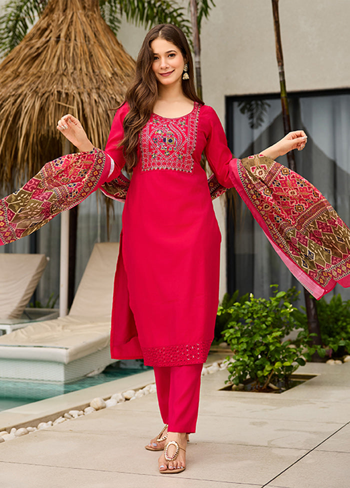 3 Pc Pink Silk Suit Set