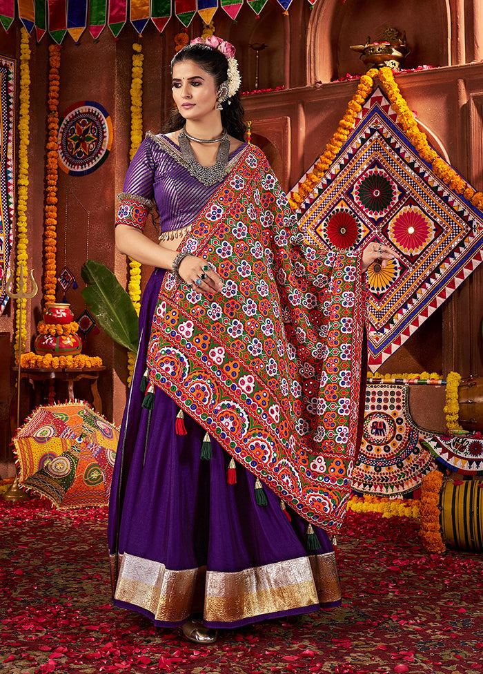 Purple Blended Silk Dupatta Lehenga Set