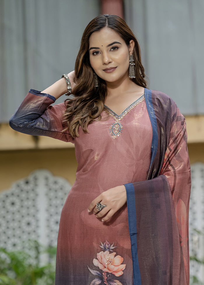 3 Pc Pink Silk Suit Set