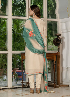 3 Pc Cream Silk Suit Set