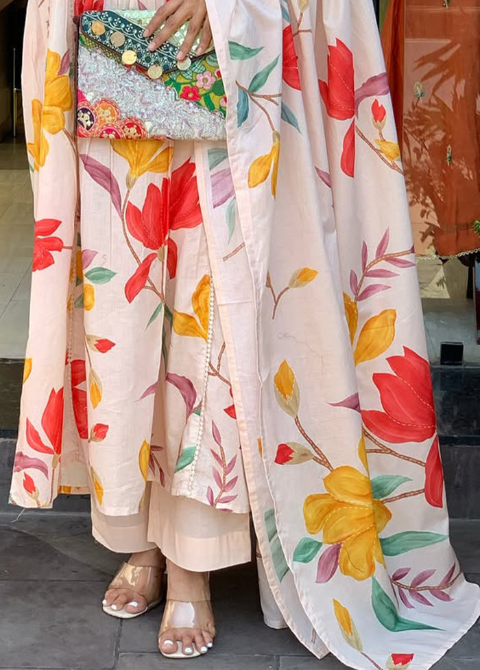 3 Pc Peach Cotton Suit Set