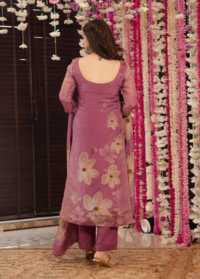 3 Pc Violet Silk Suit Set