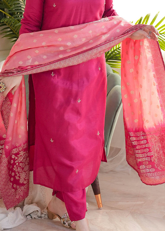 3 Pc Pink Silk Suit Set