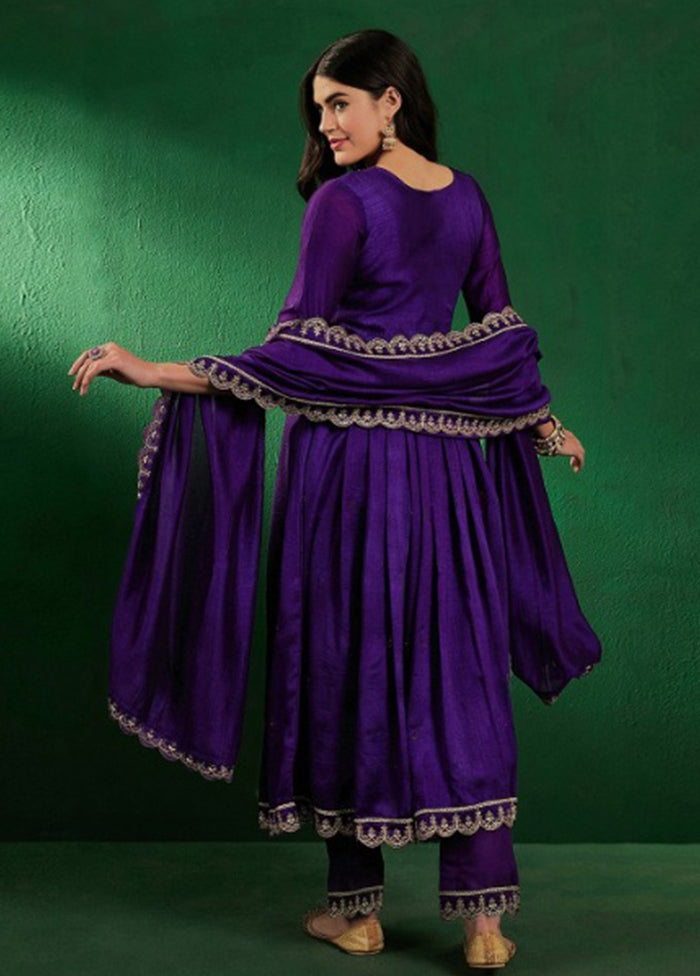 3 Pc Purple Silk Suit Set